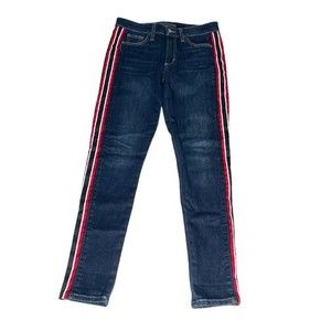 Joe's Jeans Wiloughby Skinny Ankle Racer Stripes Jeans Dark Blue Size 27